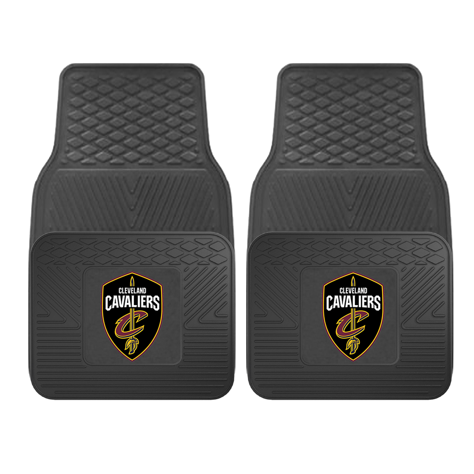 NBA 2-PC Vinyl Car Mat Set featuring vibrant team logos and heavy-duty construction, designed to protect vehicle flooring.