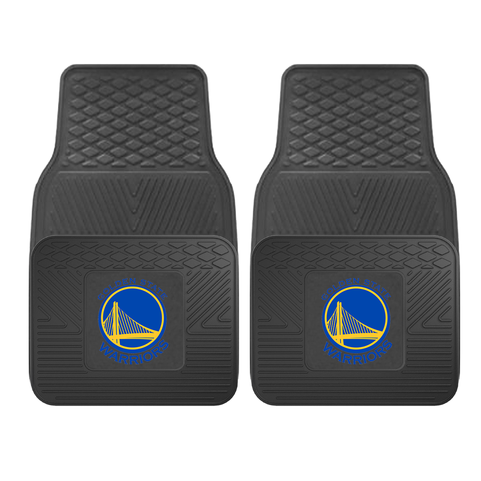 NBA 2-PC Vinyl Car Mat Set featuring vibrant team logos and heavy-duty construction, designed to protect vehicle flooring.