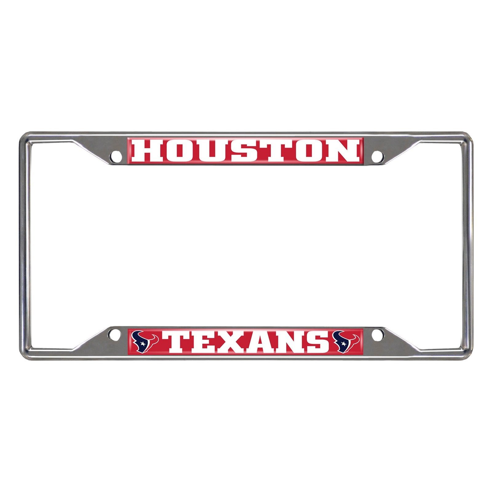 NFL Car License Plate Frame featuring chrome metal with vibrant team logo and name, designed to fit standard license plates.