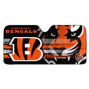 NFL Universal Automobile Sunshade featuring vibrant team colors, blocking sunlight and UV rays, designed to fit most vehicles.