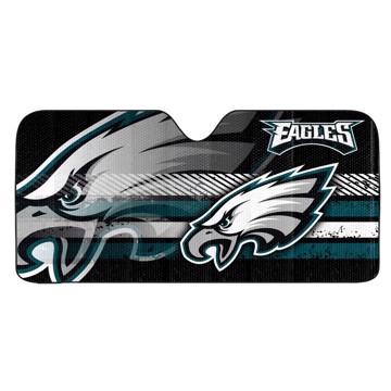 NFL Universal Automobile Sunshade featuring vibrant team colors, blocking sunlight and UV rays, designed to fit most vehicles.