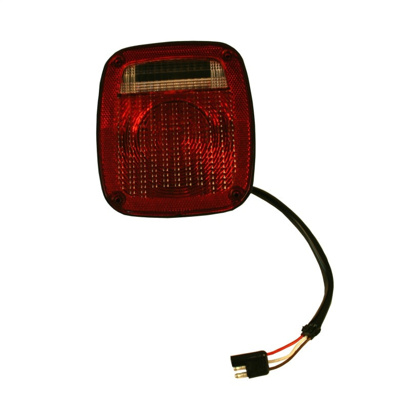 Omix Right Black Tail Lamp for 76-80 Jeep CJ models, featuring a durable black plastic housing designed for passenger side installation.