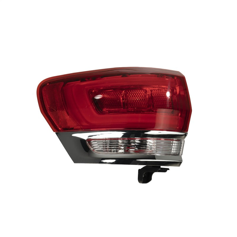 Omix Left Tail Light Assembly for 2014-2018 Jeep Grand Cherokee, featuring housing, lens, and bulbs.