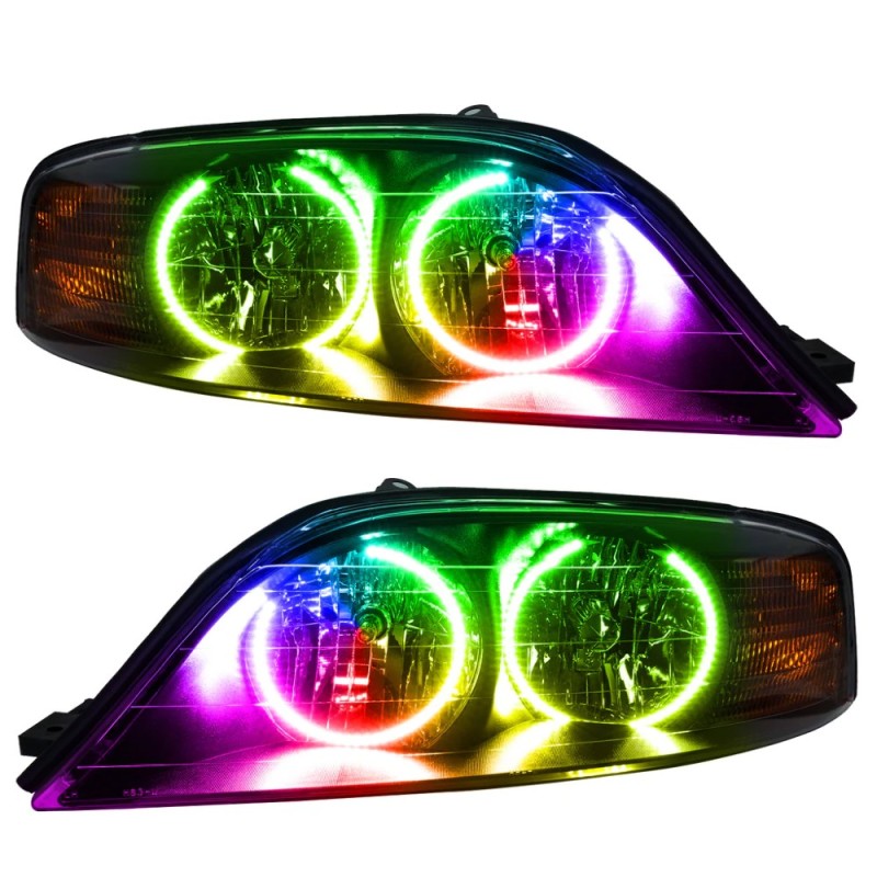 Oracle 00-02 Lincoln LS SMD headlights with ColorSHIFT technology and BC1 controller, showcasing customizable lighting options.