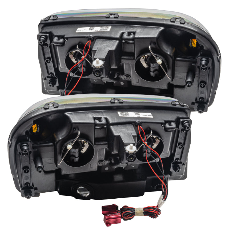 Oracle 02-09 Chevrolet Trail Blazer SMD headlights with ColorSHIFT technology, showcasing Chrome and Black housing options.