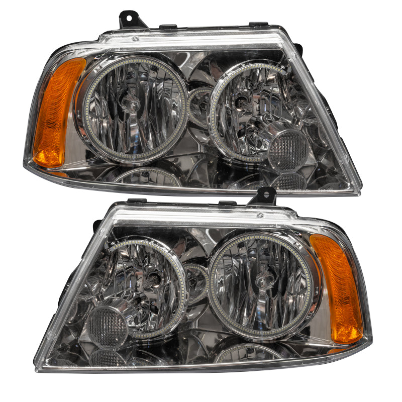 Oracle 03-06 Lincoln Navigator SMD headlights with ColorSHIFT technology, featuring Chrome and Black housing options.