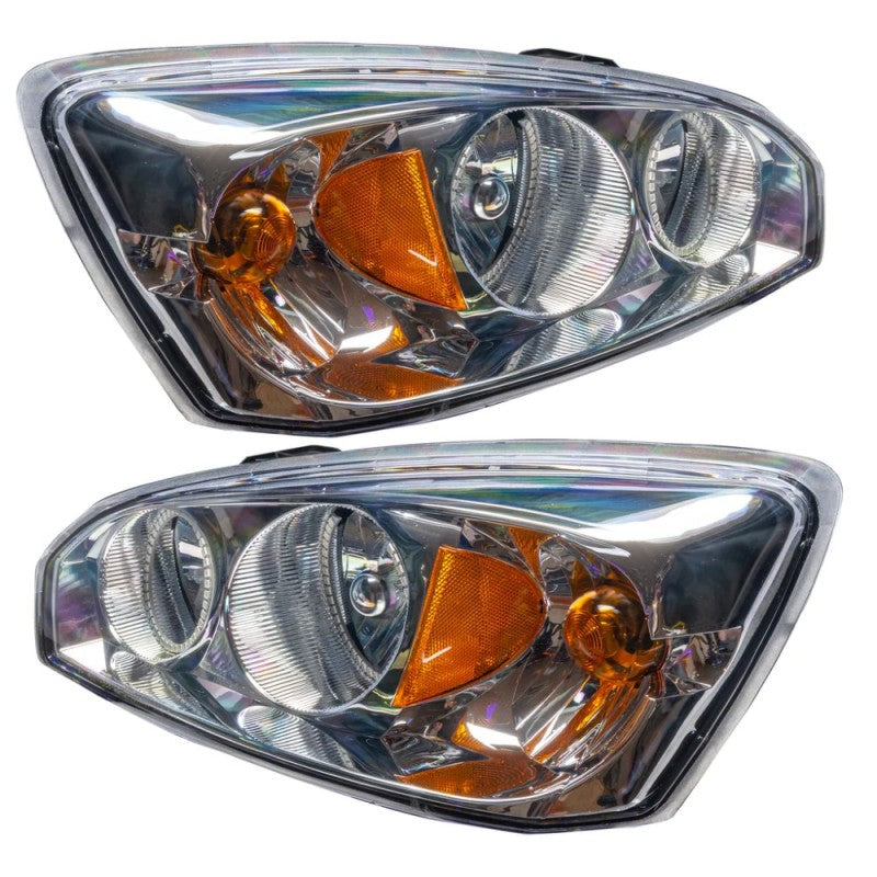 Car headlights with orange indicators