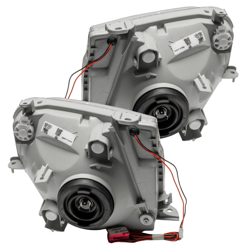 Oracle pre-assembled headlights for 2005-2006 Toyota Tundra featuring ColorSHIFT halo rings in Chrome and Black housing options.