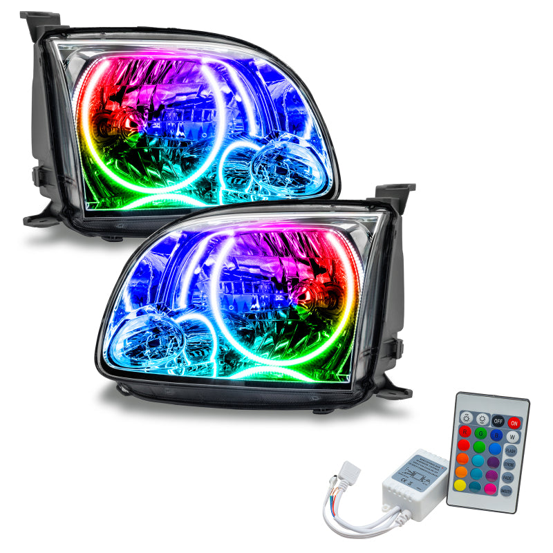 Oracle pre-assembled headlights for 2005-2006 Toyota Tundra with ColorSHIFT halos, showcasing chrome and black housing options.