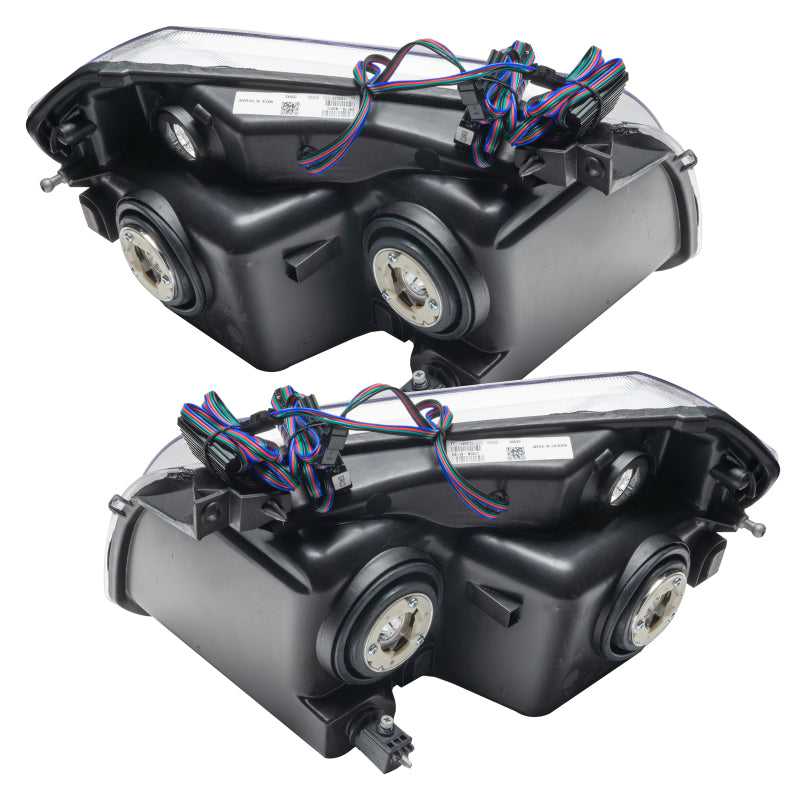 Oracle 05-07 Dodge Magnum SMD Headlights with Chrome ColorSHIFT halos, showcasing a sleek design and bright illumination.