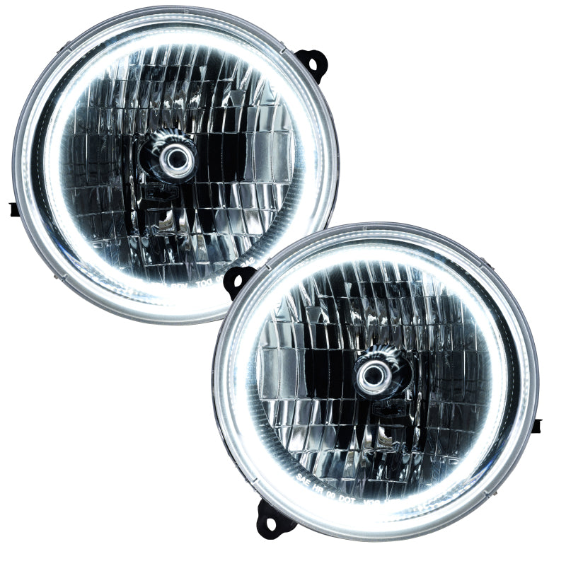 Oracle 05-07 Jeep Liberty SMD Headlights with white halo rings, showcasing chrome and black housing options.