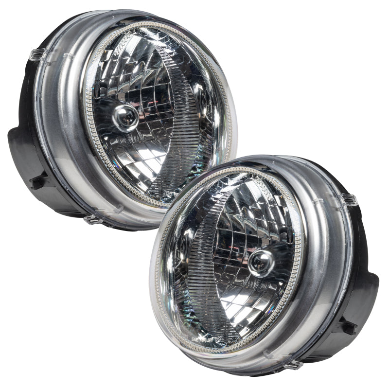 Oracle 05-07 Jeep Liberty SMD Headlights with white halo rings, showcasing chrome and black housing options.