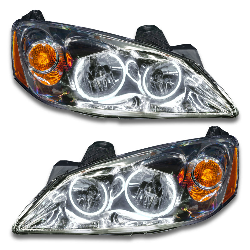 Oracle 05-10 Pontiac G6 SMD headlights with halo rings in Chrome and Black housing options.