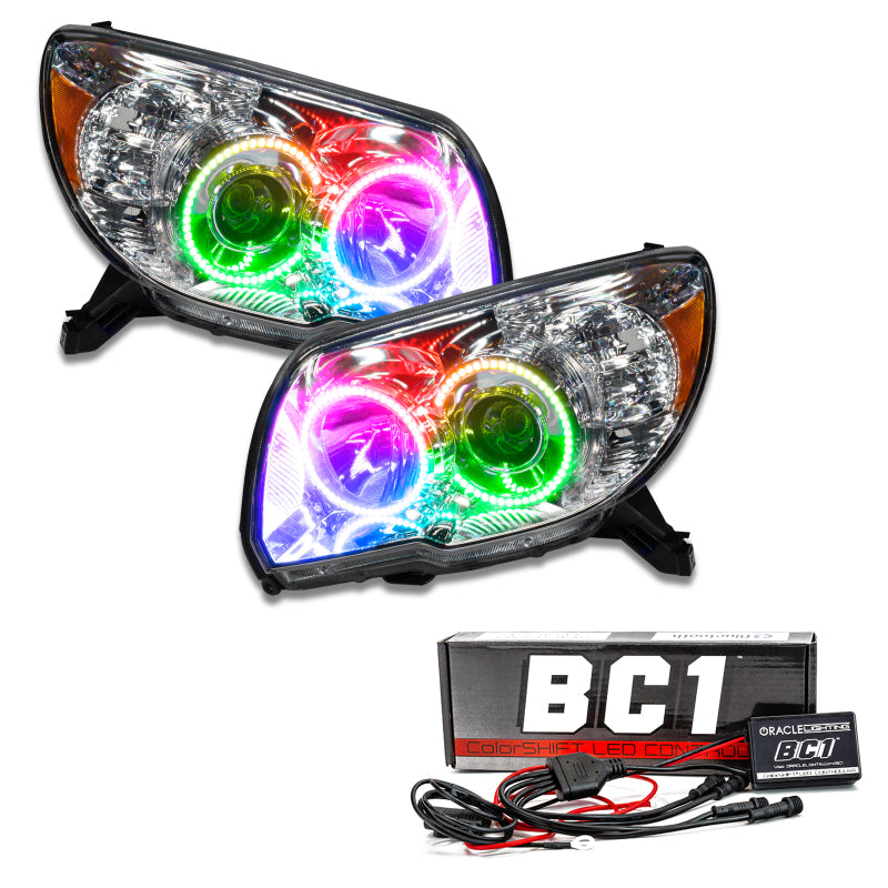 Oracle 06-09 Toyota 4-Runner SMD HL ColorSHIFT headlights with BC1 Controller, showcasing vibrant LED colors and sleek design.