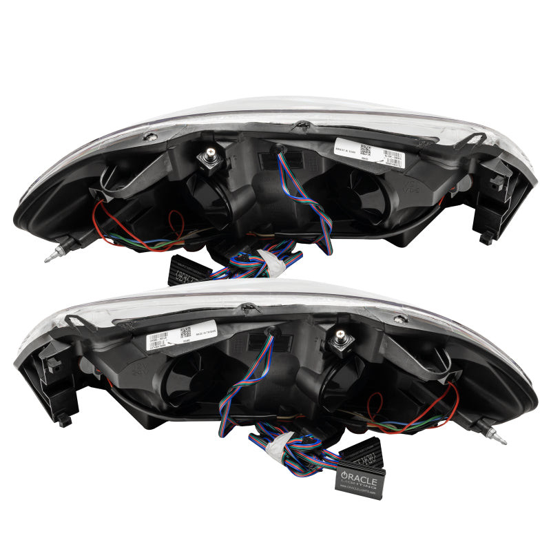 Oracle 06-15 Chevrolet Impala SMD headlights with white halo rings, showcasing Chrome and Black housing options.