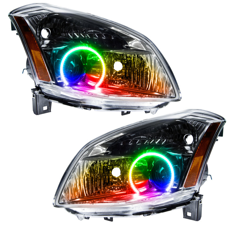 Oracle 07-08 Nissan Maxima SMD headlights with ColorSHIFT technology, featuring Chrome and Black housing options.