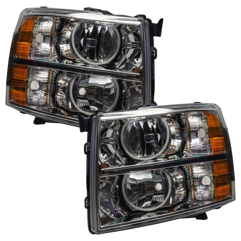 Oracle ColorSHIFT SMD headlights for 2007-2013 Chevrolet Silverado, featuring round style design and BC1 controller.