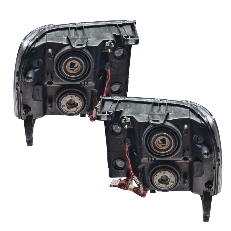 Oracle 07-13 GMC Sierra SMD headlights with round ring design in white, showcasing chrome and black housing options.