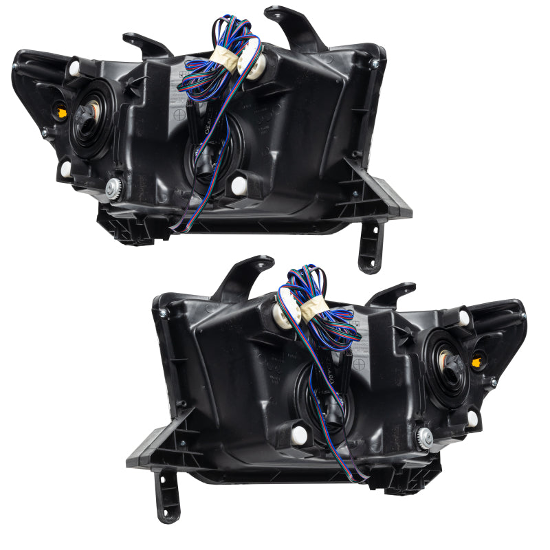 Oracle 07-13 Toyota Tundra SMD headlights with ColorSHIFT halos, showcasing Chrome and Black housing options.