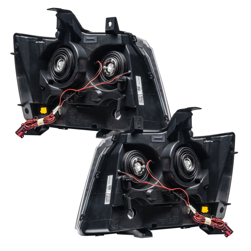 Oracle 07-14 Chevrolet Suburban SMD Headlights with halo rings in Chrome and Black housing options.