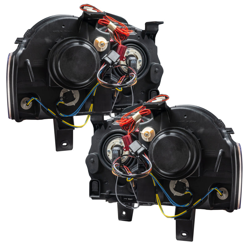 Oracle 08-10 Jeep Grand Cherokee SMD headlights with HID and ColorSHIFT technology, featuring Chrome and Black housing options.