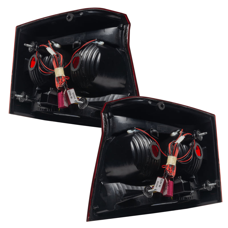 ORACLE 09-10 Dodge Charger SMD TL - White pre-assembled tail lights with halo rings installed, showcasing a sleek design.