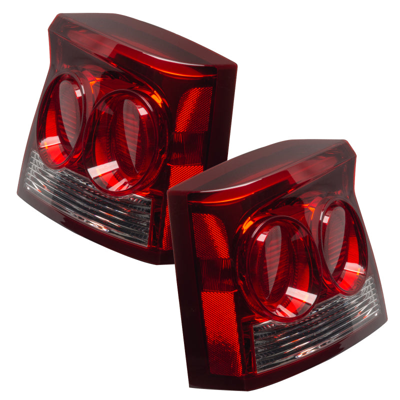 ORACLE 09-10 Dodge Charger SMD TL - White pre-assembled tail lights with halo rings installed, showcasing a sleek design.
