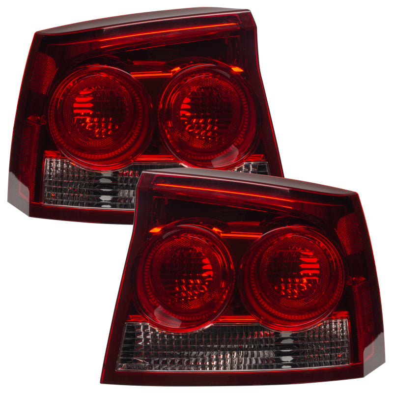 ORACLE 09-10 Dodge Charger SMD TL - White pre-assembled tail lights with halo rings installed, showcasing a sleek design.