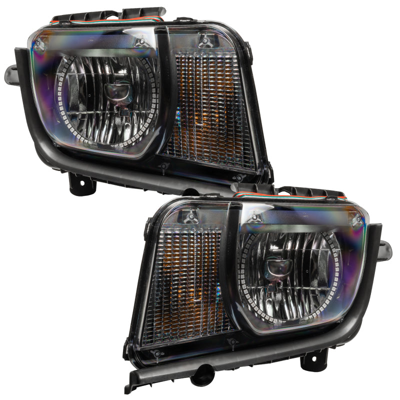 Oracle 10-13 Chevrolet Camaro SMD headlights with ColorSHIFT halos, showcasing chrome and black housing options.