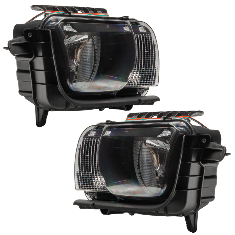 Oracle 10-13 Chevrolet Camaro SMD headlights with ColorSHIFT halos, showcasing chrome and black housing options.