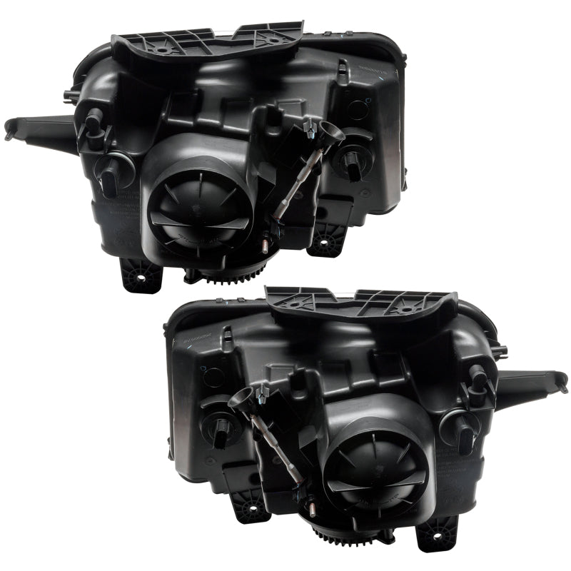 Oracle 10-13 Chevrolet Camaro SMD HL (RS) ColorSHIFT headlights with halo rings in chrome and black housing.