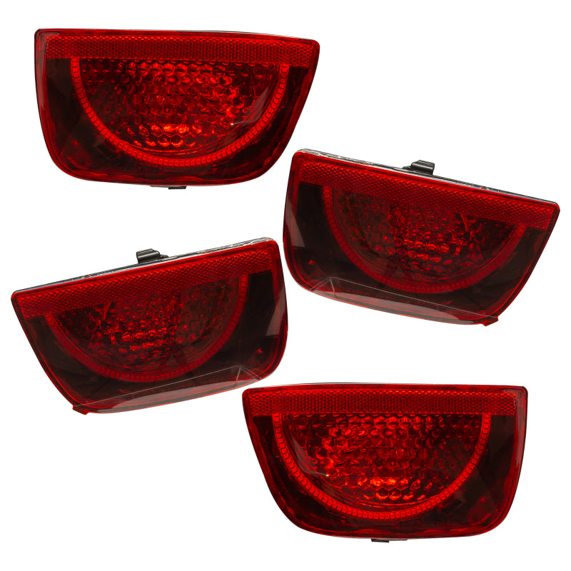 Oracle 10-13 Chevy Camaro LED tail lights in red, featuring pre-installed halo rings for enhanced visibility and style.