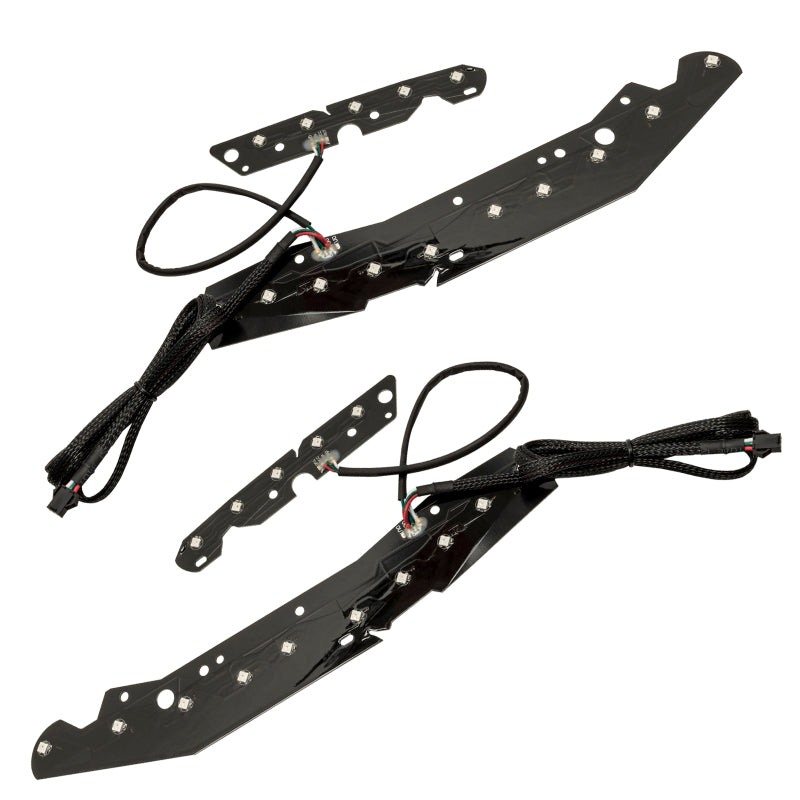 Oracle Dynamic DRL Replacement and Amber LED Turn Signals for 2013-2018 Dodge Ram, showcasing vibrant color patterns and sleek design.