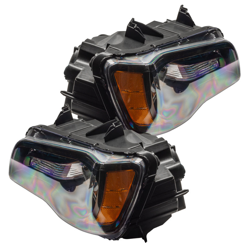 Oracle 11-14 Chrysler 300C SMD headlights in black housing with ColorSHIFT DRL technology, showcasing a modern and stylish design.