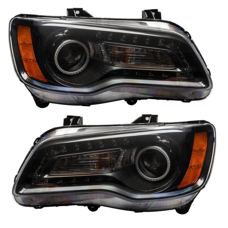Oracle SMD headlights for 2011-2014 Chrysler 300C in black with ColorSHIFT DRL feature.