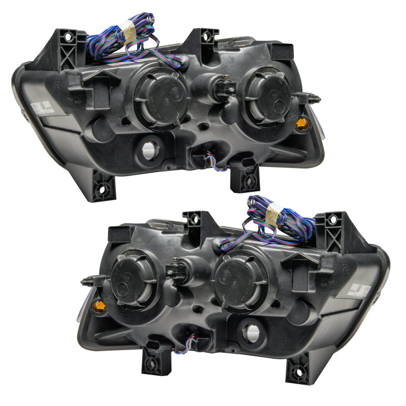 Oracle 11-14 Dodge Charger SMD headlights with ColorSHIFT technology, showcasing vibrant LED lights and sleek design.