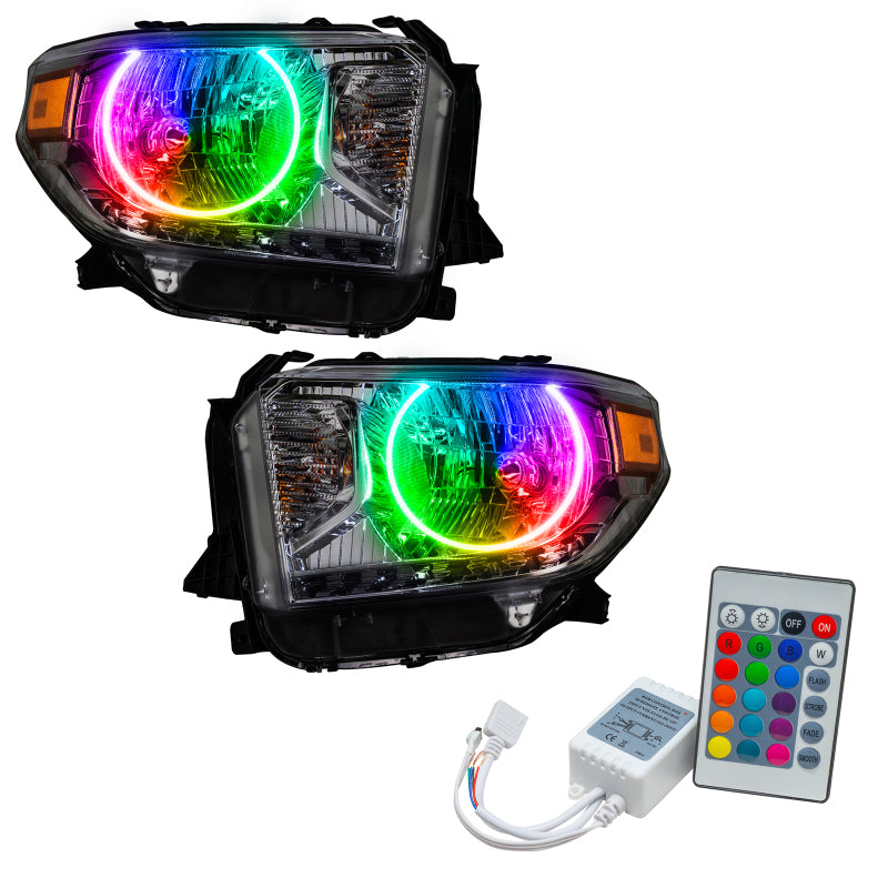 Oracle SMD headlights for 2014-2017 Toyota Tundra with ColorSHIFT technology and simple controller, showcasing chrome and black housing options.