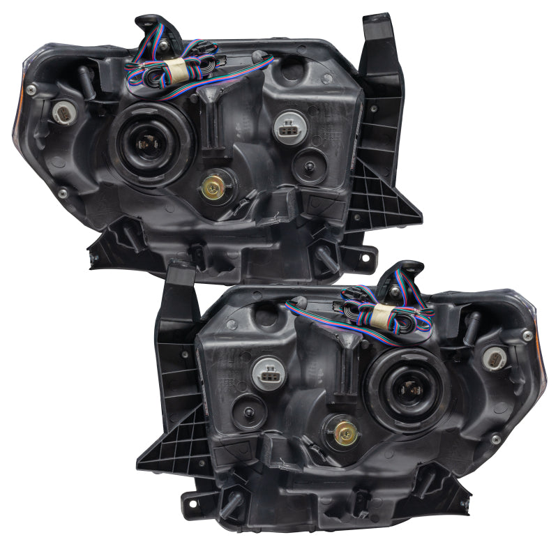 Oracle SMD headlights for 2014-2017 Toyota Tundra with ColorSHIFT technology and simple controller, showcasing chrome and black housing options.