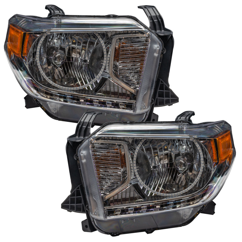 Oracle SMD headlights for 2014-2017 Toyota Tundra with ColorSHIFT technology and simple controller, showcasing chrome and black housing options.
