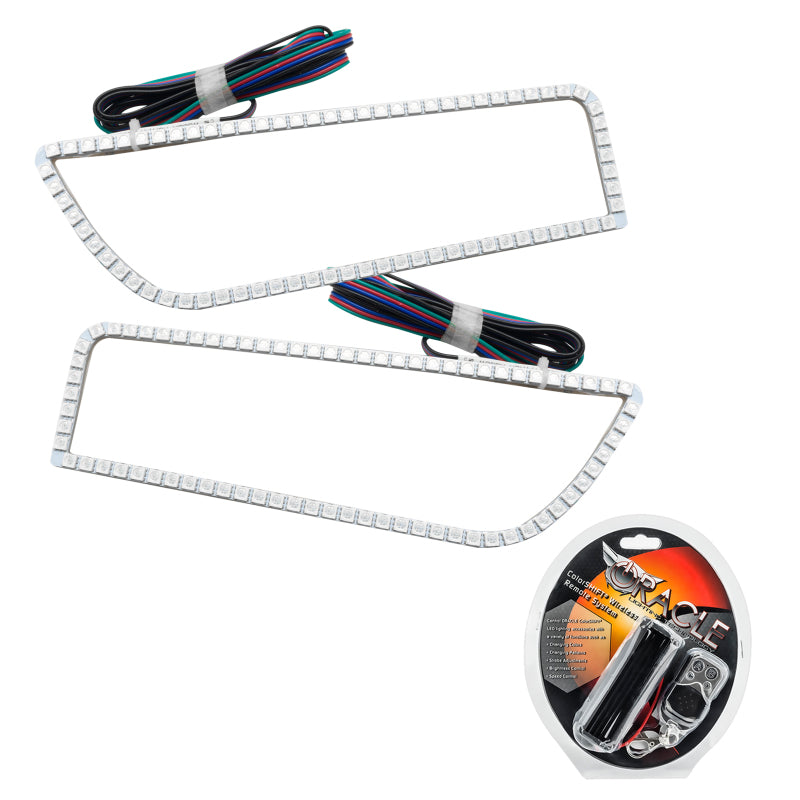 Oracle 14-21 POLARIS RZR 1000 XP Headlight Halo Kit featuring ColorSHIFT technology with vibrant LED rings.