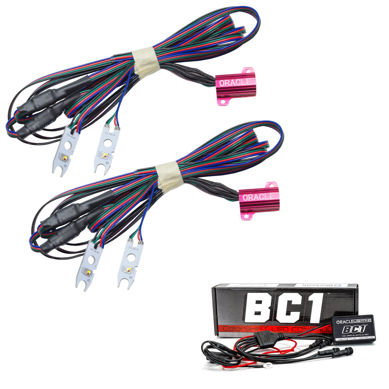 Oracle ColorSHIFT Halo Kit for 2015-2017 Ford F-150, showcasing bright LED rings and Bluetooth controller.