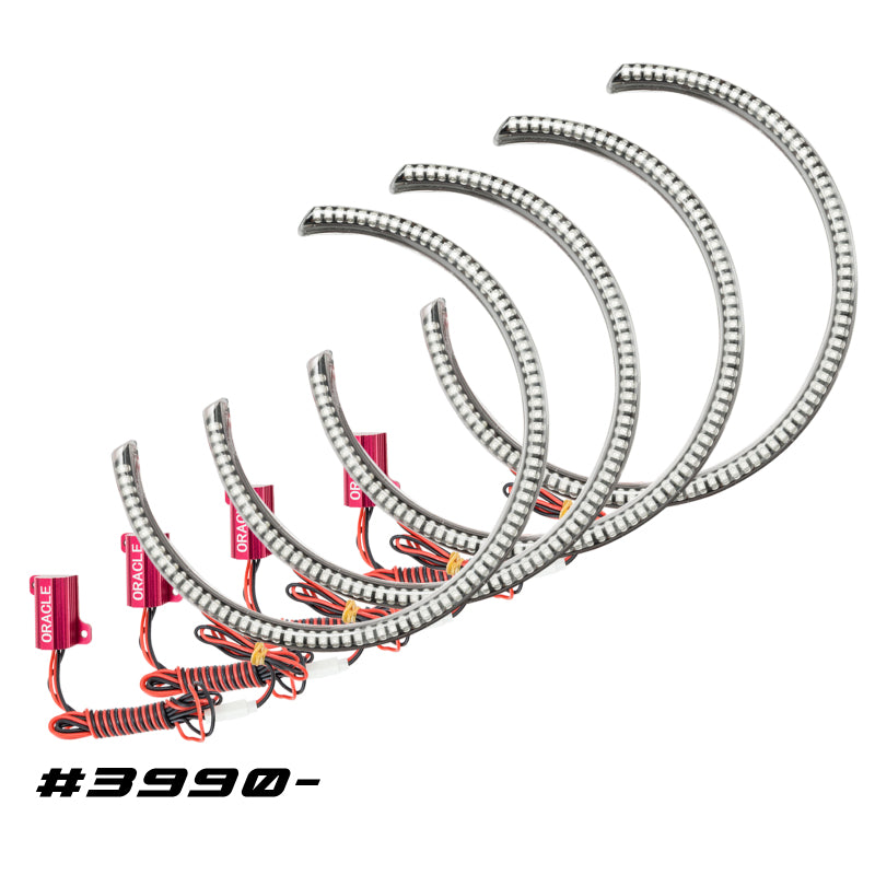 Oracle 15-21 Dodge Challenger LED Waterproof Halo Kit in Red, showcasing the vibrant halos designed for easy installation and durability.