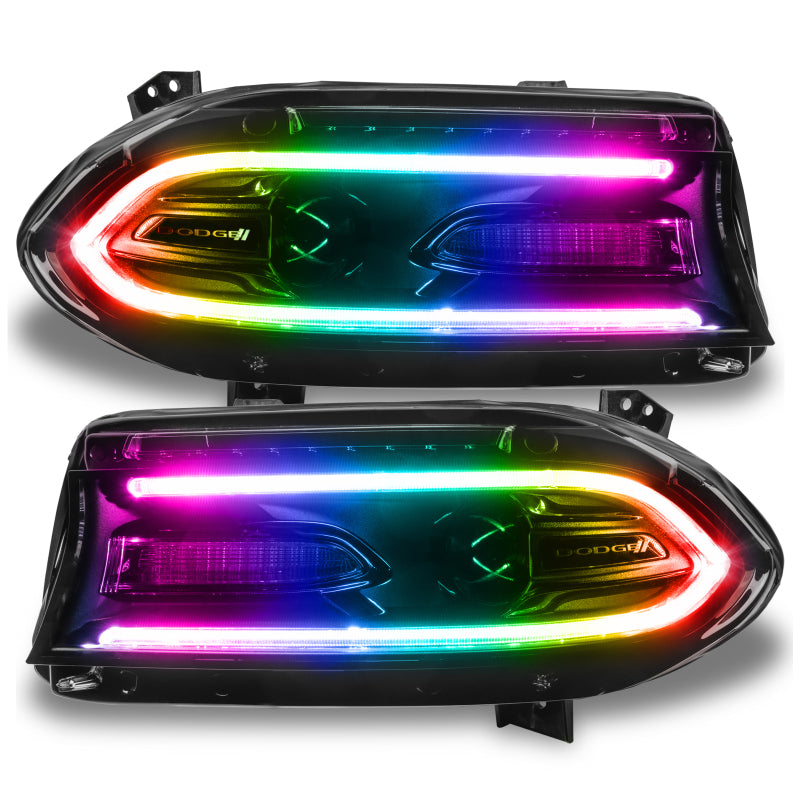 Oracle ColorSHIFT RGB+W DRL Replacement Kit for 2015-2019 Dodge Charger, showcasing vibrant color options and sleek design.