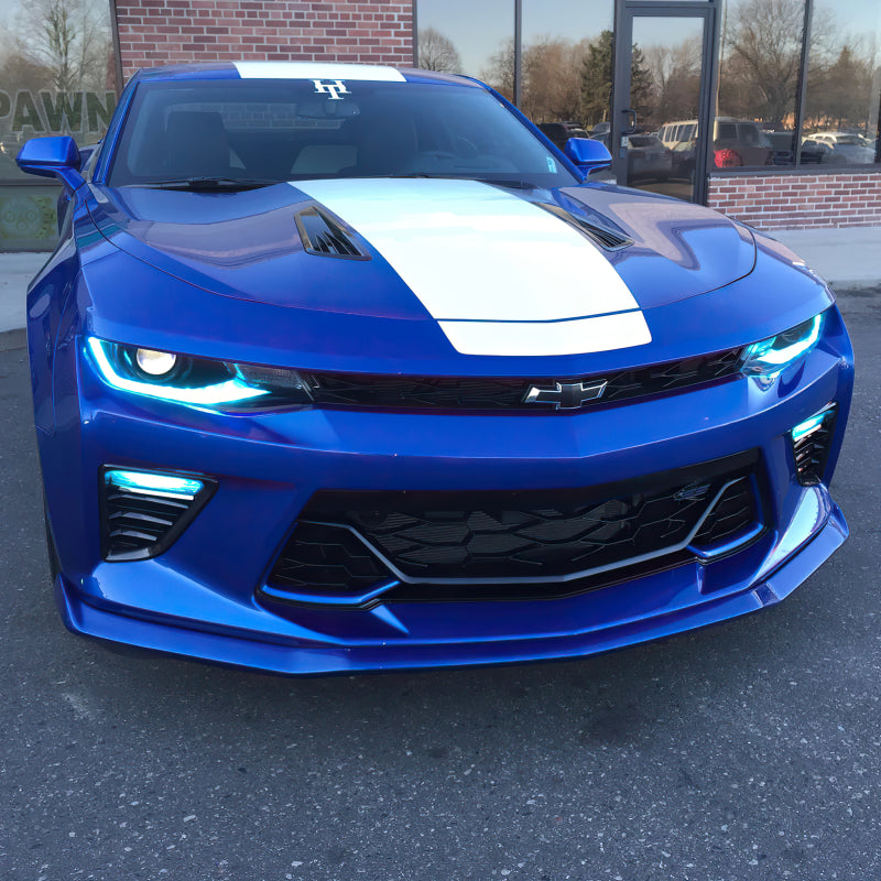 Oracle RGB+W Headlight DRL Upgrade Kit for 2016-2018 Chevrolet Camaro, showcasing vibrant color options and sleek design.