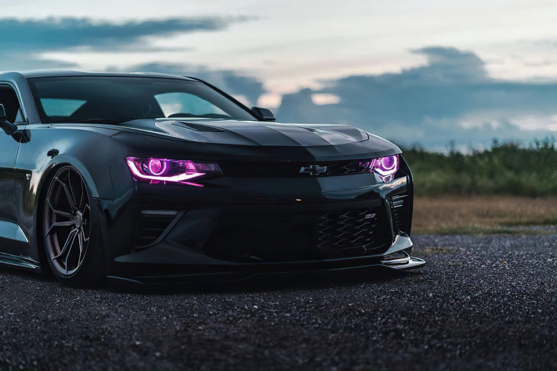 Oracle RGB+W Headlight DRL Upgrade Kit for 16-18 Chevy Camaro, showcasing vibrant color options and sleek design.