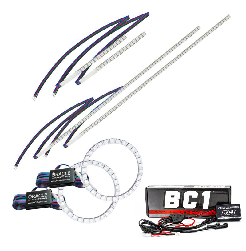 Oracle 16-18 Honda Pilot DRL Upgrade with ColorSHIFT Halo Kit showcasing vibrant LED rings in various colors.