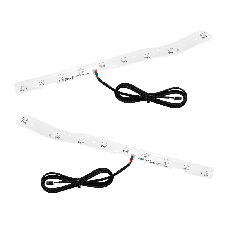 Oracle Dynamic RGB Headlight DRL Upgrade Kit for 2016-2020 Dodge Durango, showcasing vibrant color patterns and smartphone control features.