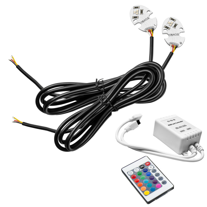 Oracle ColorSHIFT DRL Upgrade Kit for Tesla Model 3, showcasing vibrant LED lights and circuit board design.