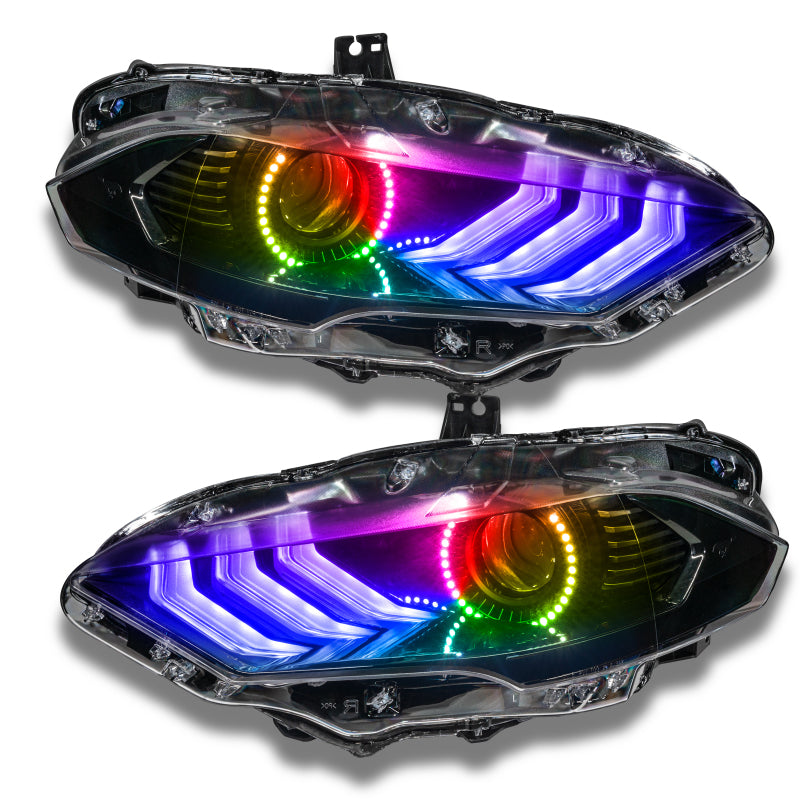 Oracle Dynamic DRL Upgrade Halo Kit for 2018-2021 Ford Mustang showcasing vibrant RGB lighting and sleek design.