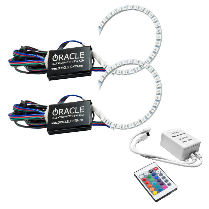 Oracle 18-21 Ford Mustang LED Headlight Halo Kit showcasing vibrant ColorSHIFT lighting technology.